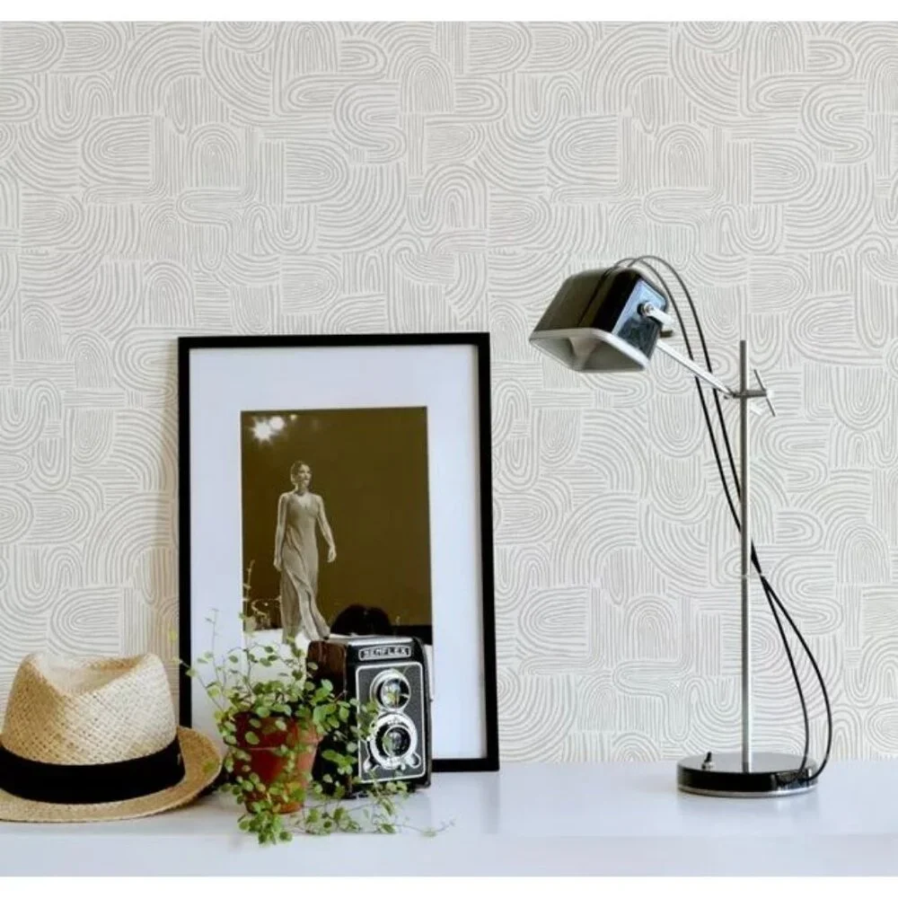 Tempaper Swell Sand Removable Vinyl Wallpaper Beige White